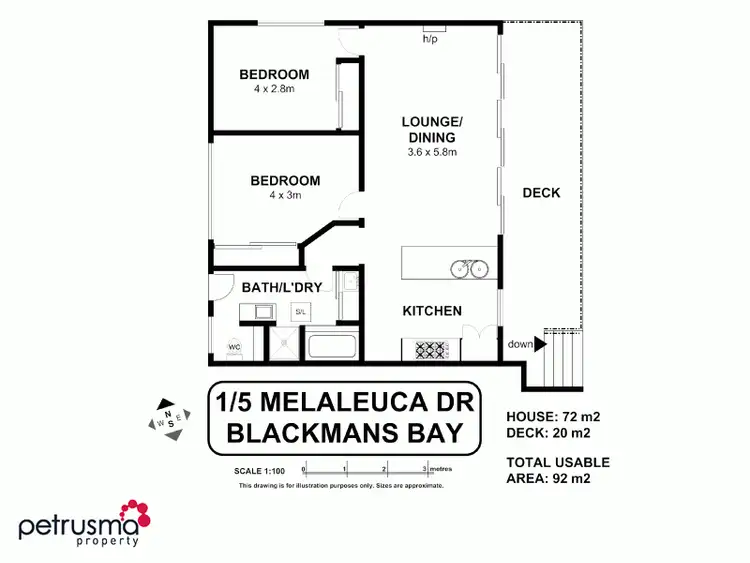 Floorplan of Homely unit listing, 1/5 Melaleuca Drive, Blackmans Bay TAS 7052