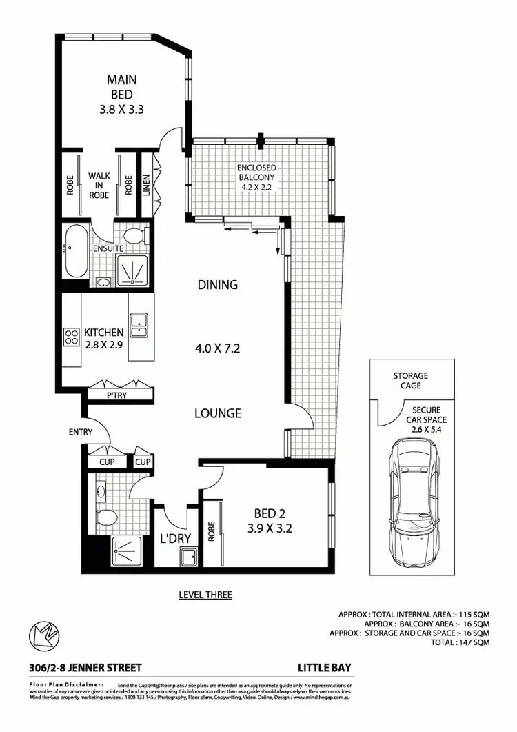 Floorplan of Homely apartment listing, 306/2-8 Jenner Street, Little Bay NSW 2036