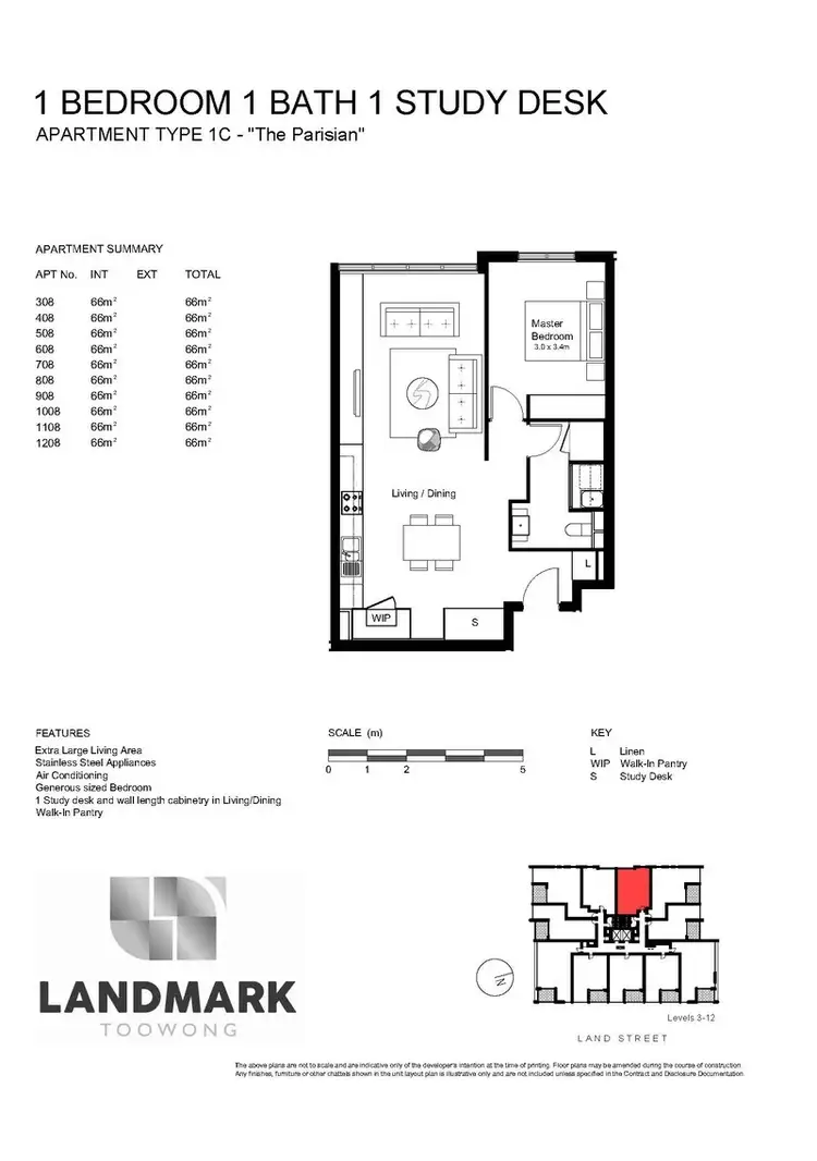 Floorplan of Homely apartment listing, 308/2-6 Land Street, Toowong QLD 4066