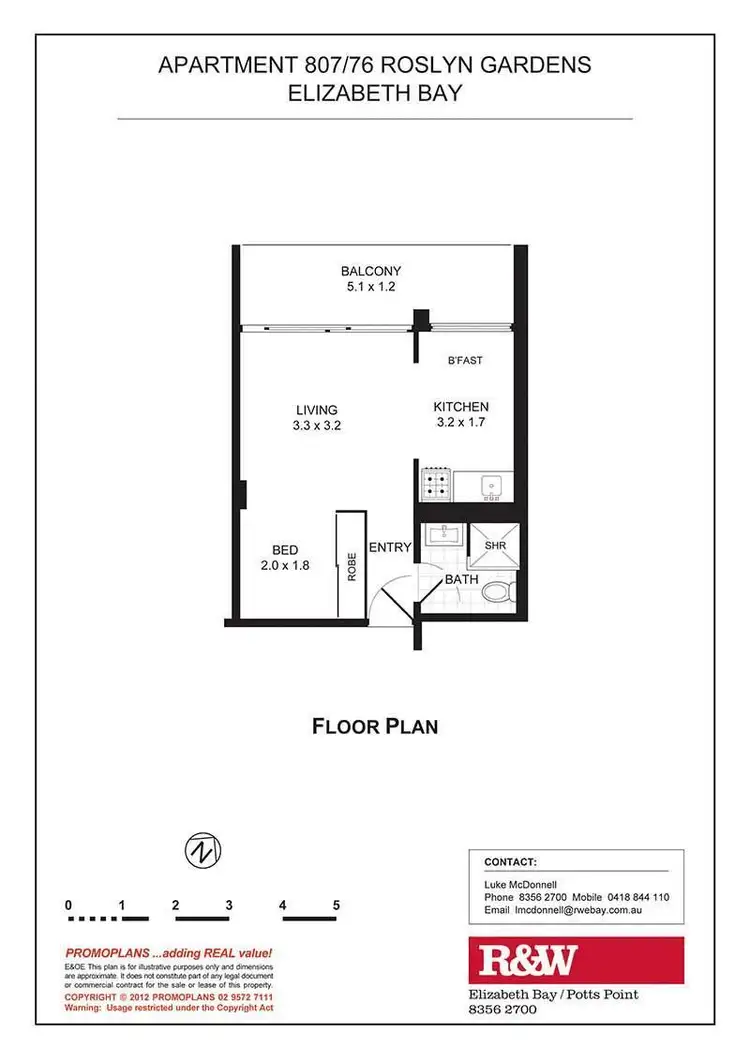 Floorplan of Homely apartment listing, 807/76 Roslyn Gardens, Elizabeth Bay NSW 2011