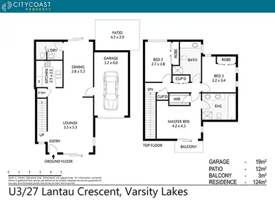 Floorplan of Homely townhouse listing, 3/27 Lantau Crescent, Varsity Lakes QLD 4227