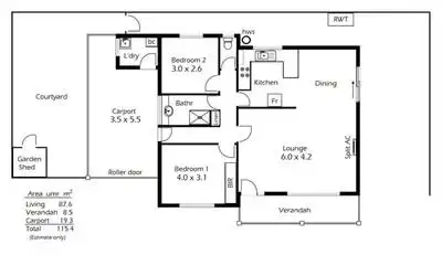 Floorplan of Homely unit listing, 2/33 Leworthy Street, Victor Harbor SA 5211
