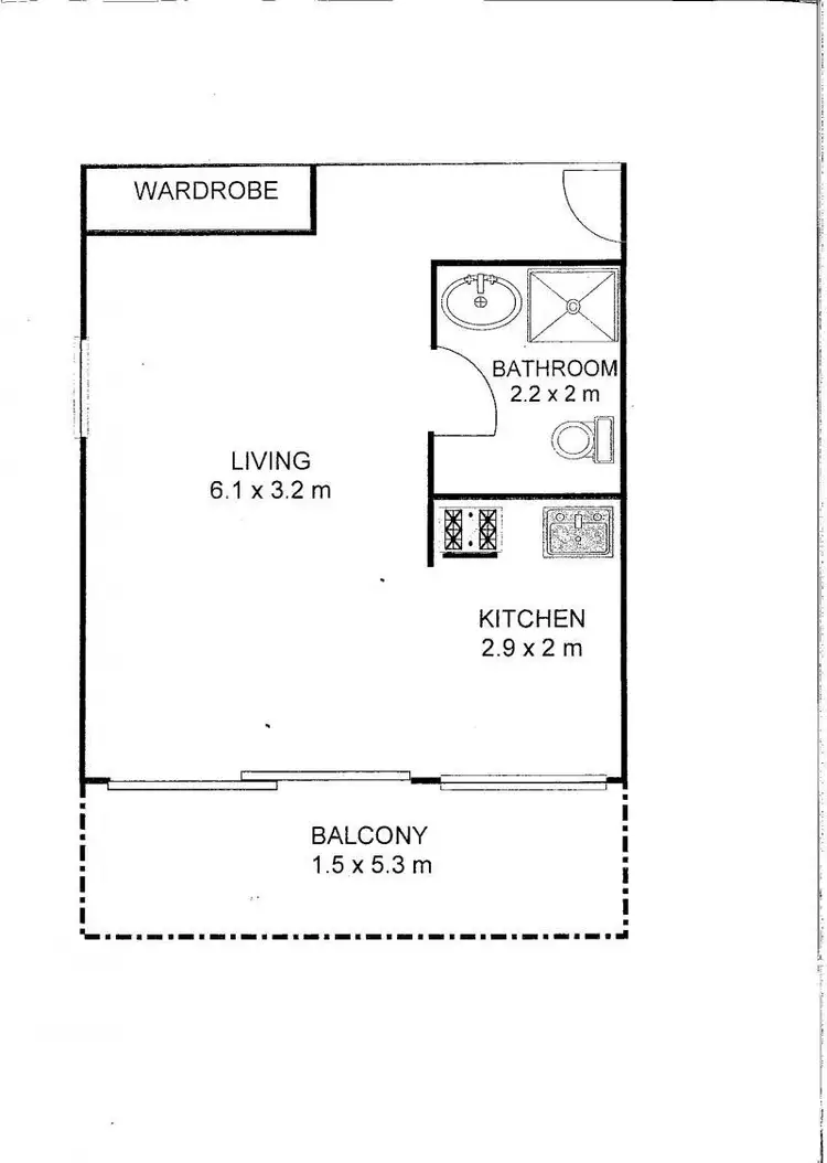 Floorplan of Homely studio listing, 106/76 Roslyn Gardens, Elizabeth Bay NSW 2011