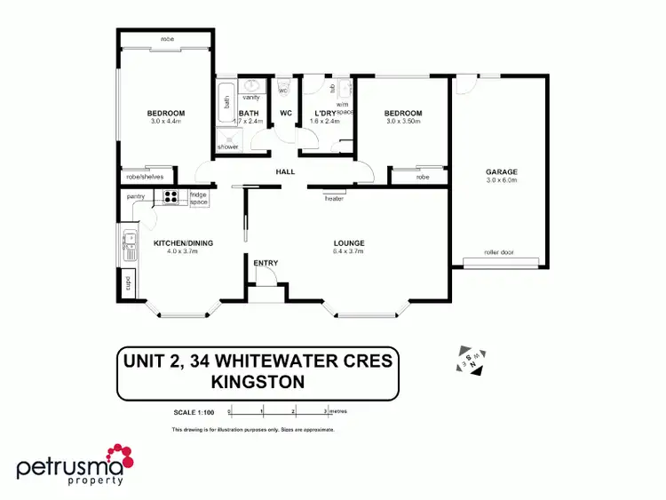 Floorplan of Homely unit listing, 2/34 Whitewater Crescent, Kingston TAS 7050