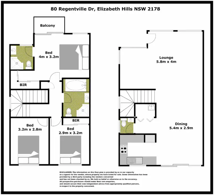 Floorplan of Homely semi-detached listing, 80 Regentville Drive, Elizabeth Hills NSW 2171