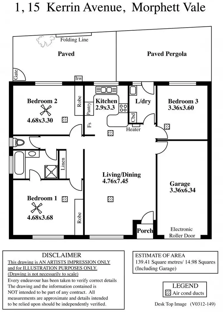 Floorplan of Homely unit listing, 1/15 Kerrin Ave, Morphett Vale SA 5162