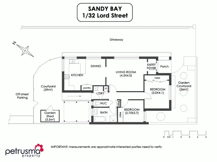 Floorplan of Homely unit listing, 1/32 Lord Street, Sandy Bay TAS 7005