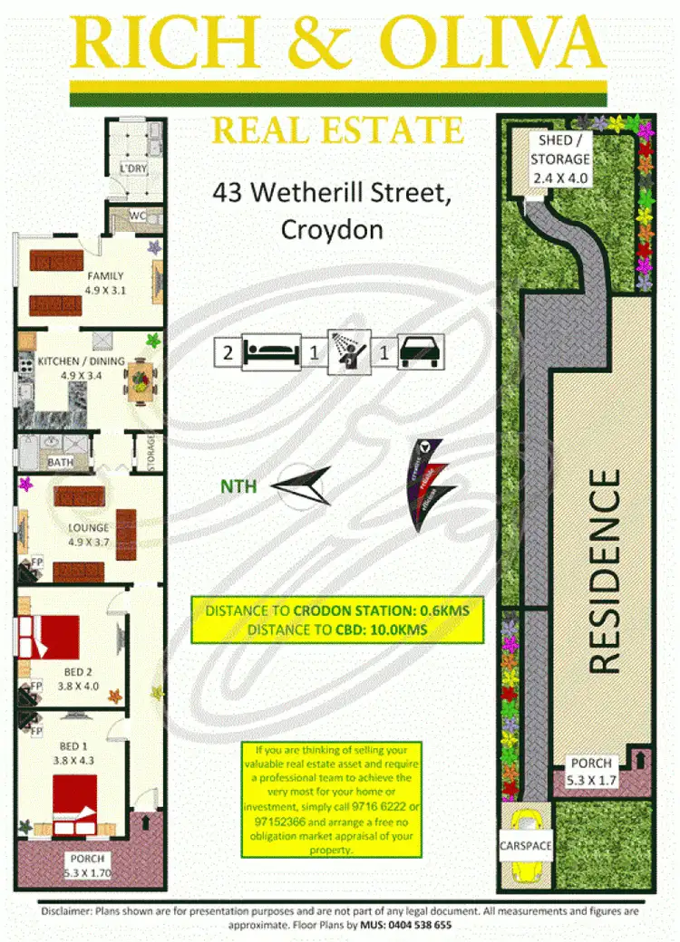 Floorplan of Homely semi-detached listing, 43 Wetherill Street, Croydon NSW 2132