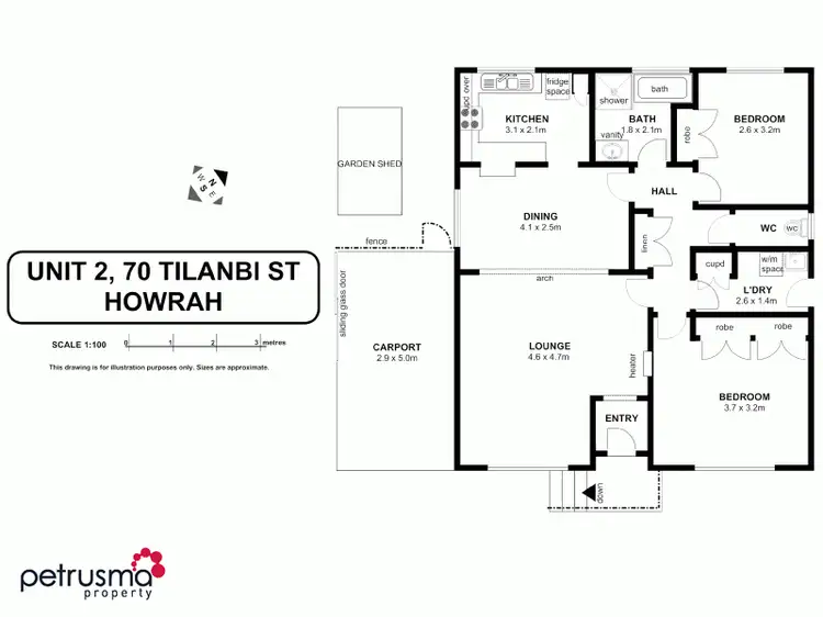 Floorplan of Homely villa listing, 2/70 Tilanbi Street, Howrah TAS 7018