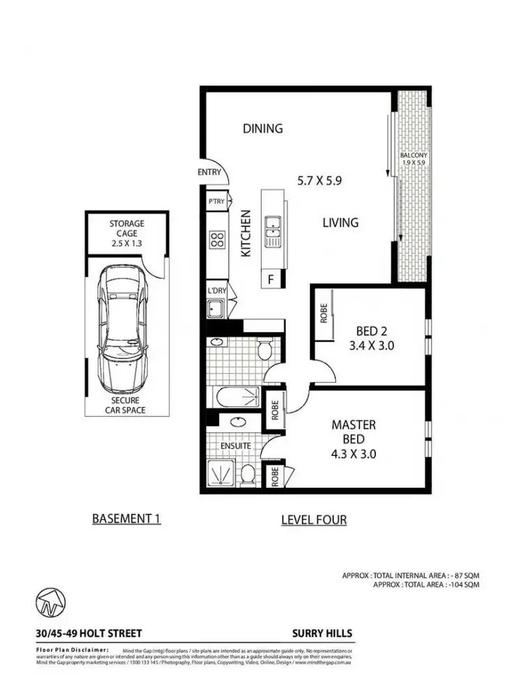 Floorplan of Homely apartment listing, 30/45-49 Holt Street, Surry Hills NSW 2010