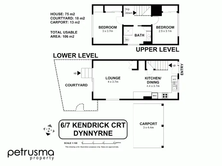 Floorplan of Homely unit listing, 6/7 Kendrick Court, Dynnyrne TAS 7005