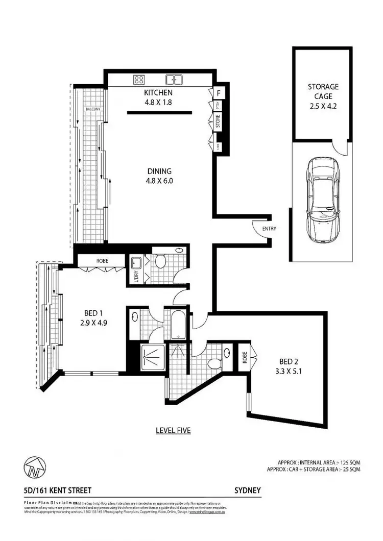 Floorplan of Homely apartment listing, 5D/161 Kent Street, Sydney NSW 2000