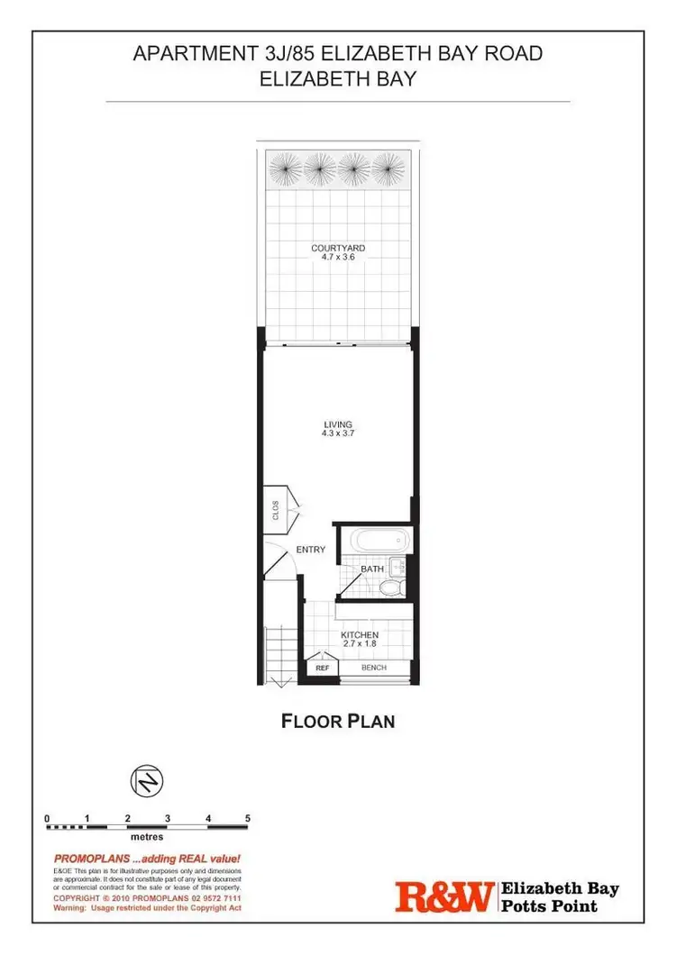 Floorplan of Homely studio listing, 3J/85 Elizabeth Bay Road, Elizabeth Bay NSW 2011