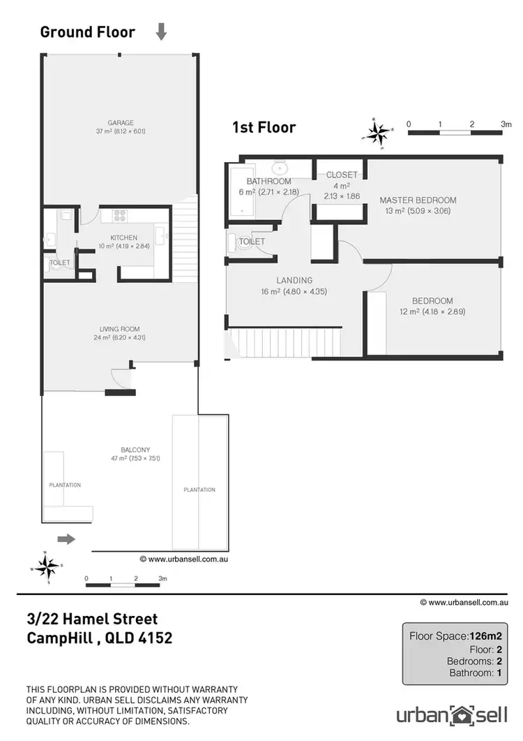 Floorplan of Homely townhouse listing, 3/22 Hamel Street, Camp Hill QLD 4152