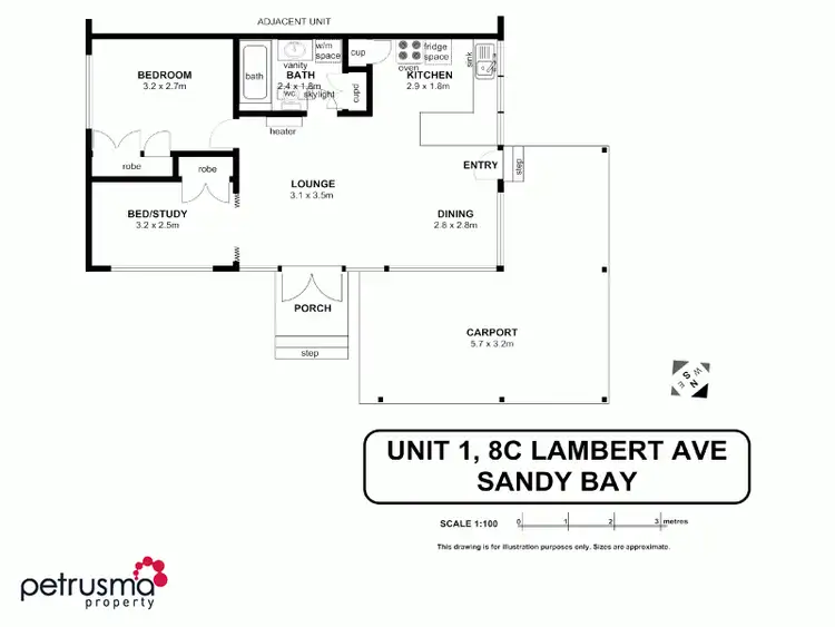 Floorplan of Homely unit listing, 1/8C Lambert Avenue, Sandy Bay TAS 7005