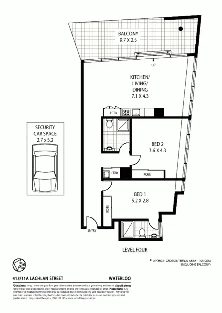 Floorplan of Homely apartment listing, 413/11A Lachlan St, Waterloo NSW 2017