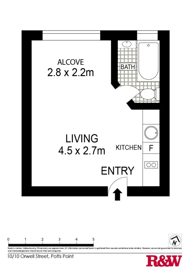 Floorplan of Homely studio listing, 10/10 Orwell Street, Potts Point NSW 2011