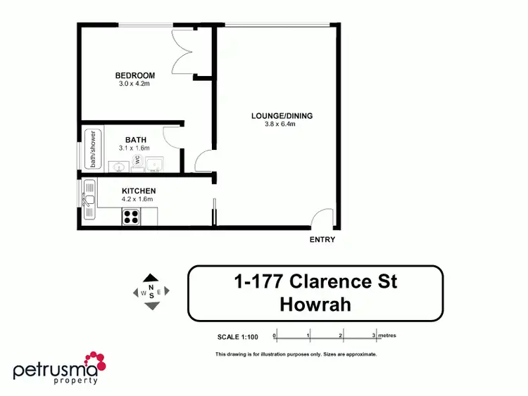 Floorplan of Homely unit listing, 1/177 Clarence Street, Howrah TAS 7018