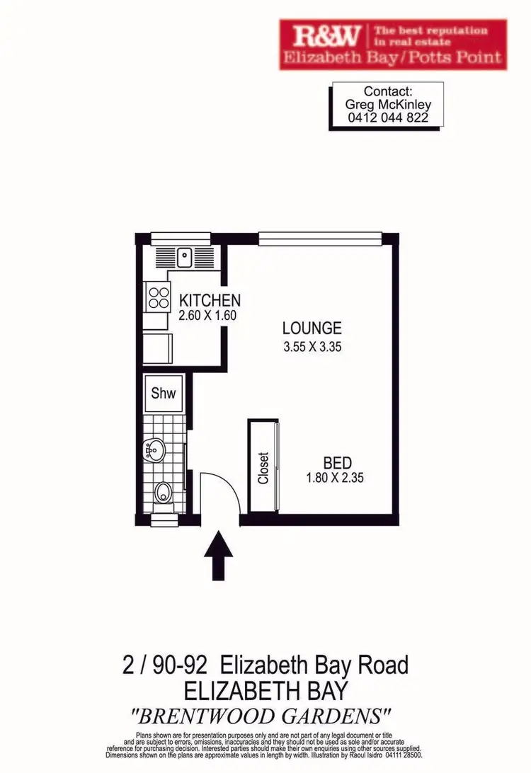 Floorplan of Homely studio listing, 2/90-92 Elizabeth Bay Road, Elizabeth Bay NSW 2011