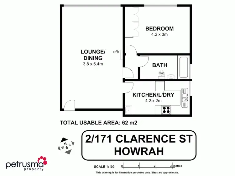 Floorplan of Homely unit listing, 2/171 Clarence Street, Howrah TAS 7018