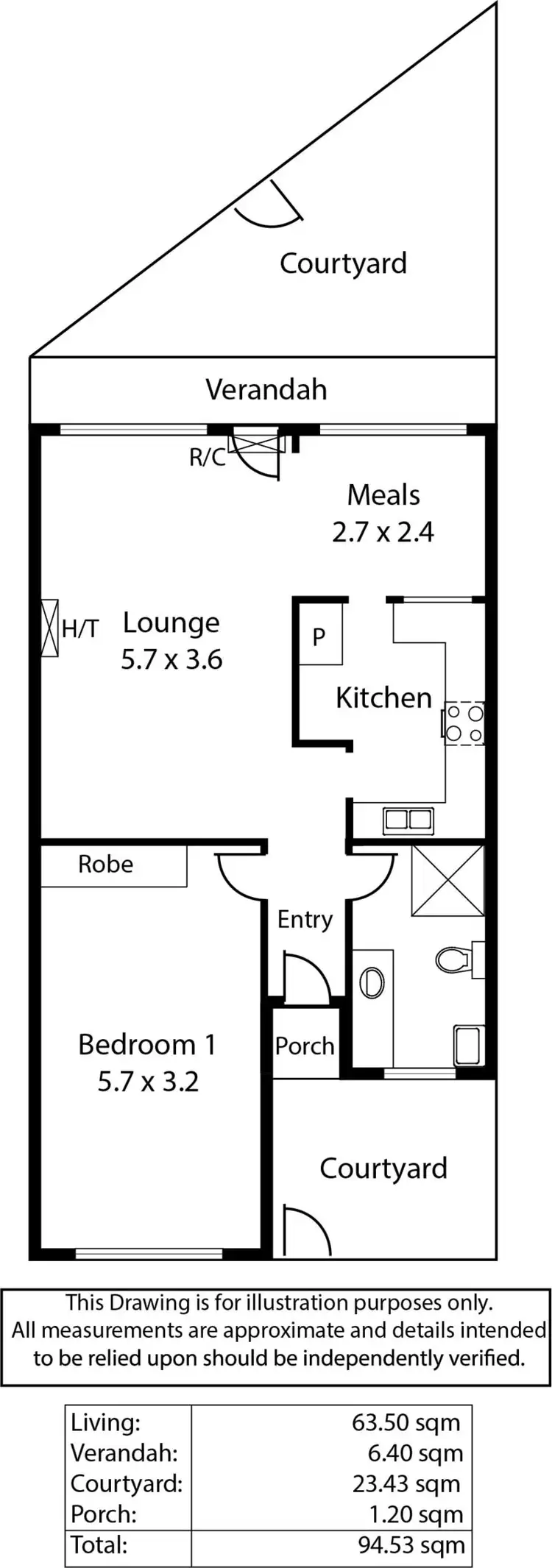 Floorplan of Homely unit listing, 1/3 Mooloola Way, West Lakes Shore SA 5020
