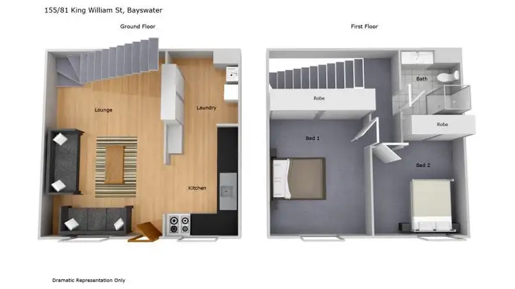 Floorplan of Homely townhouse listing, 155/81 King William Street, Bayswater WA 6053