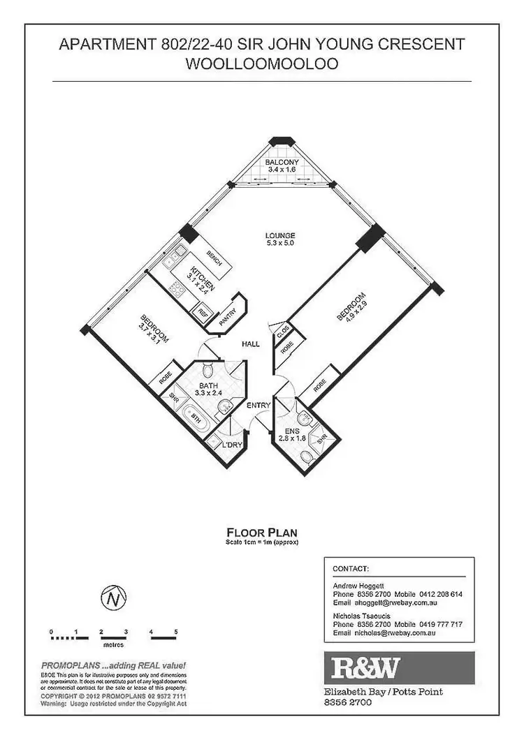 Floorplan of Homely apartment listing, 802/22-40 Sir John Young Crescent, Woolloomooloo NSW 2011