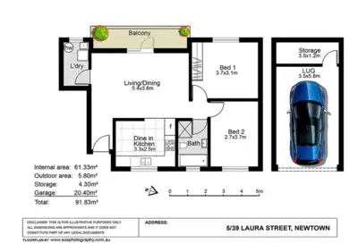 Floorplan of Homely apartment listing, 5/39 Laura Street, Newtown NSW 2042