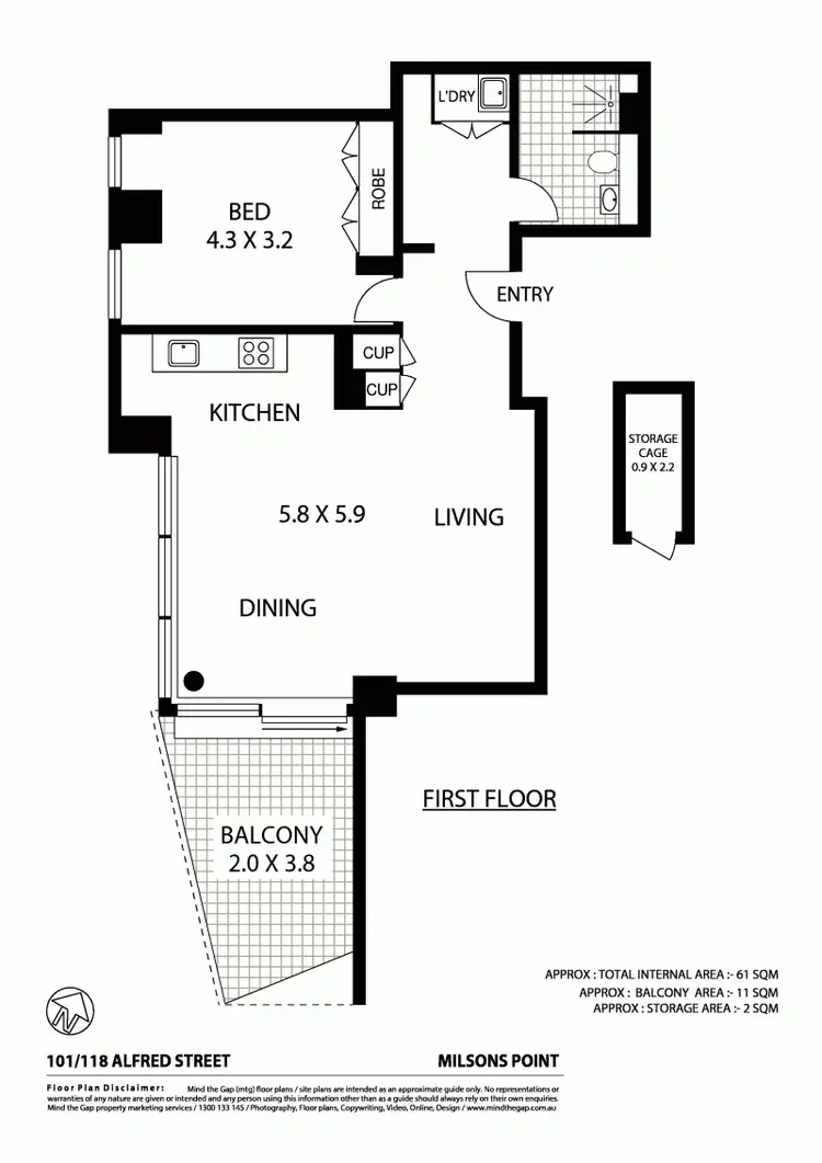 Floorplan of Homely unit listing, 101/118 Alfred Street, Milsons Point NSW 2061