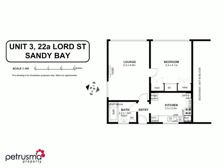 Floorplan of Homely unit listing, 3/22A Lord Street, Sandy Bay TAS 7005
