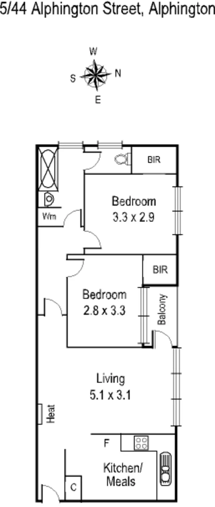 Floorplan of Homely unit listing, 5/44 Alphington Street, Alphington VIC 3078