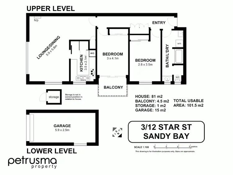 Floorplan of Homely unit listing, 3/12 Star Street, Sandy Bay TAS 7005