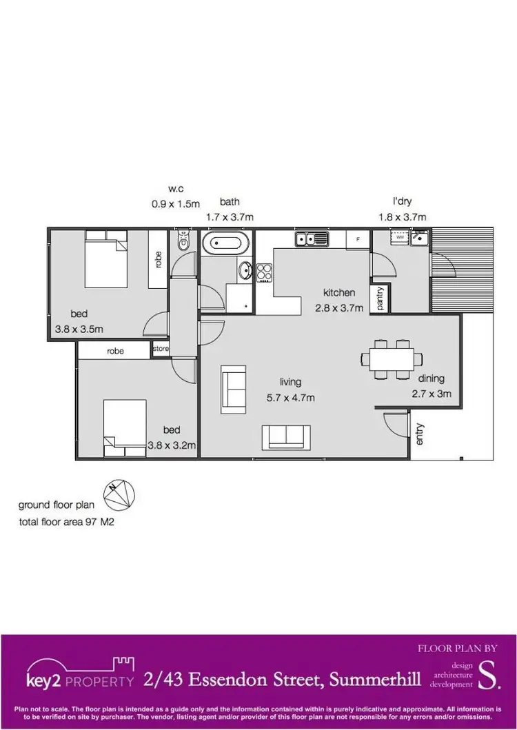 Floorplan of Homely unit listing, 2/43 Essendon Street, Summerhill TAS 7250