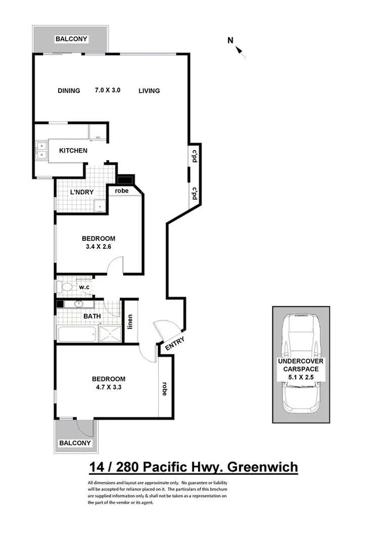 Floorplan of Homely apartment listing, 14/280 Pacific Highway, Greenwich NSW 2065