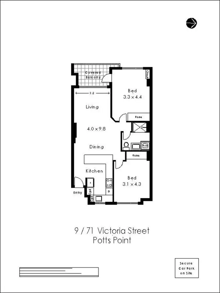 Floorplan of Homely apartment listing, 9/71 Victoria Street, Potts Point NSW 2011
