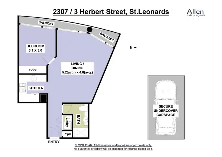Floorplan of Homely apartment listing, 2307/3 Herbert Street, St Leonards NSW 2065