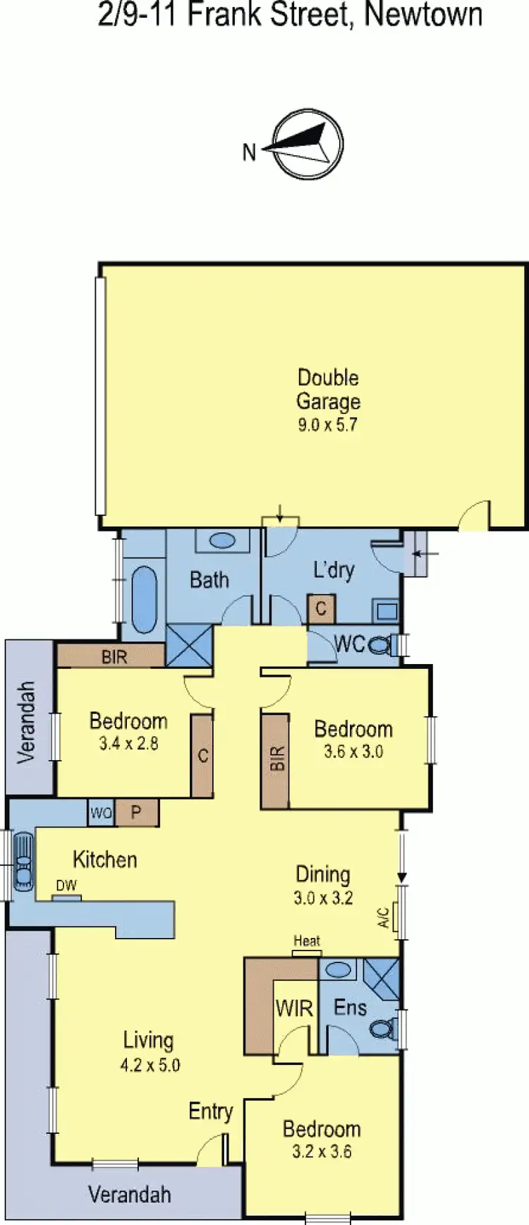 Floorplan of Homely townhouse listing, 2/9-11 Frank Street, Newtown VIC 3220