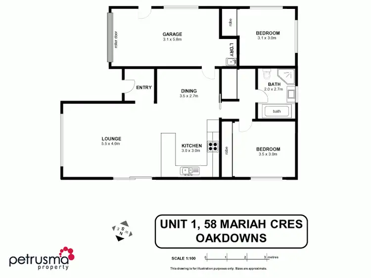 Floorplan of Homely unit listing, 1/58 Mariah Crescent, Oakdowns TAS 7019