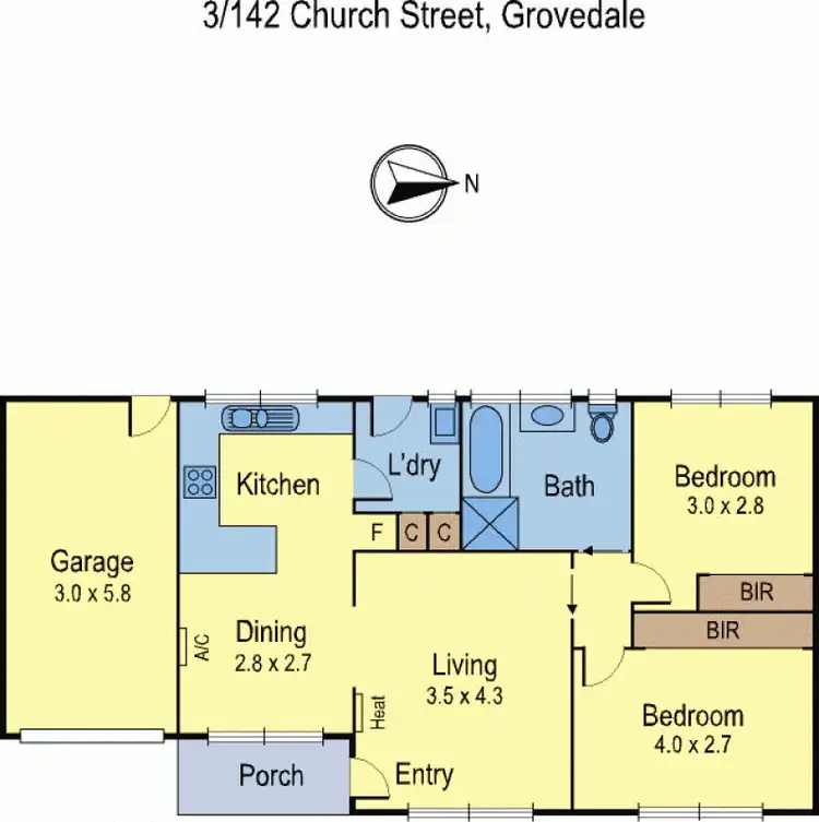 Floorplan of Homely unit listing, 3/142 Church St, Grovedale VIC 3216