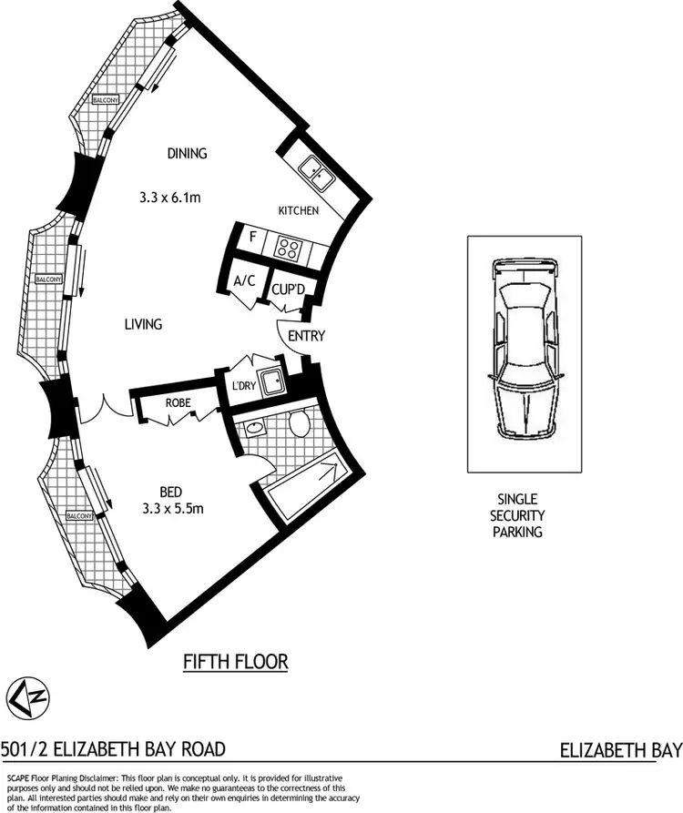 Floorplan of Homely apartment listing, 501/2 Elizabeth Bay Road, Elizabeth Bay NSW 2011