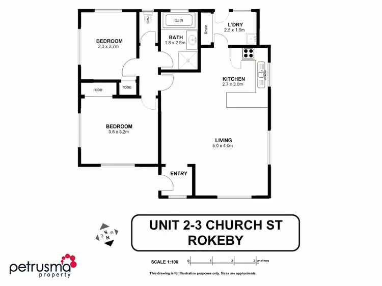 Floorplan of Homely unit listing, 2/3 Church Street, Rokeby TAS 7019