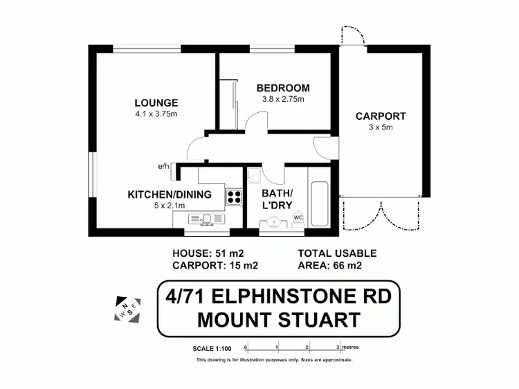 Floorplan of Homely unit listing, 4/71 Elphinstone Road, Mount Stuart TAS 7000