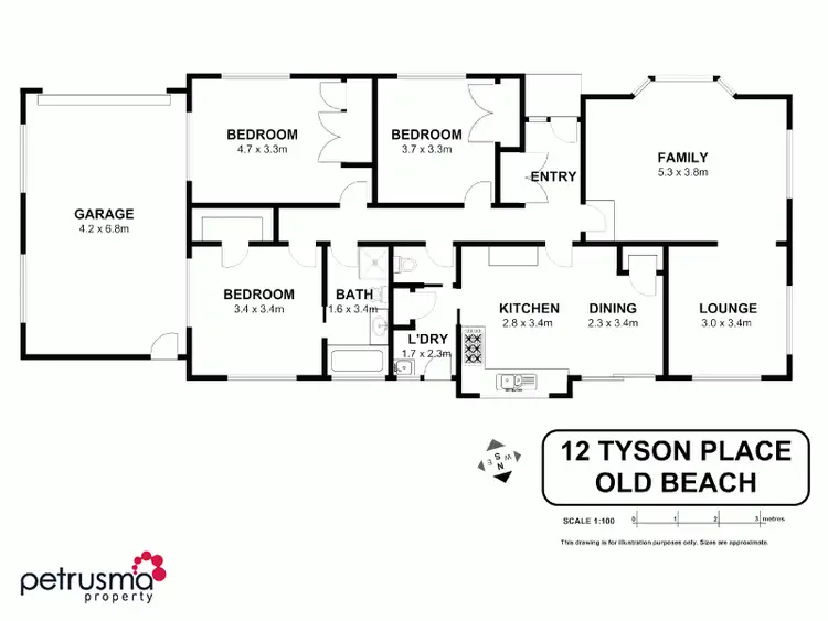 Floorplan of Homely house listing, 12 Tyson Place, Old Beach TAS 7017