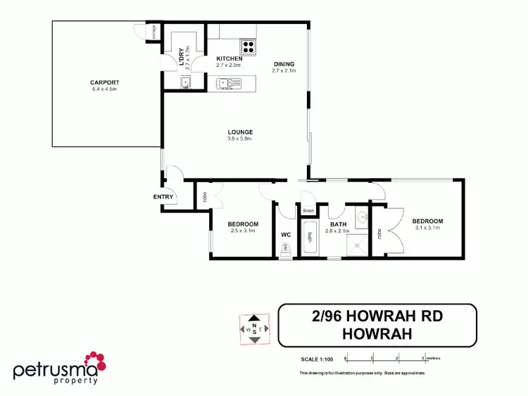 Floorplan of Homely unit listing, 2/96 Howrah Road, Howrah TAS 7018