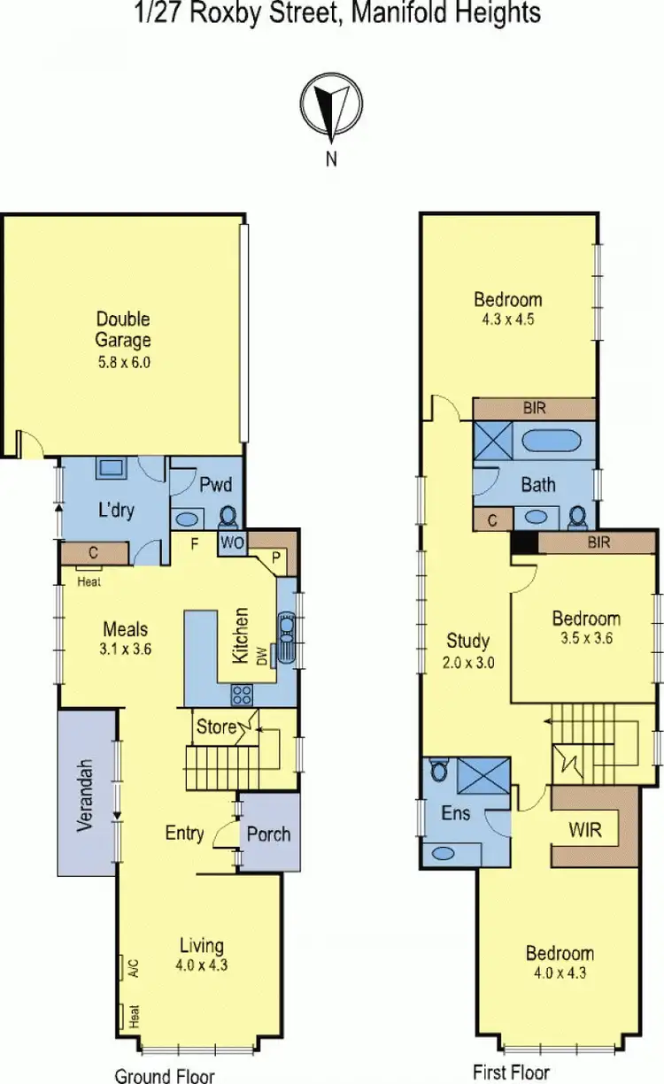 Floorplan of Homely townhouse listing, 1/27 Roxby Street, Manifold Heights VIC 3218