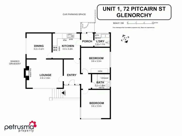 Floorplan of Homely unit listing, 1/72 Pitcairn Street, Glenorchy TAS 7010