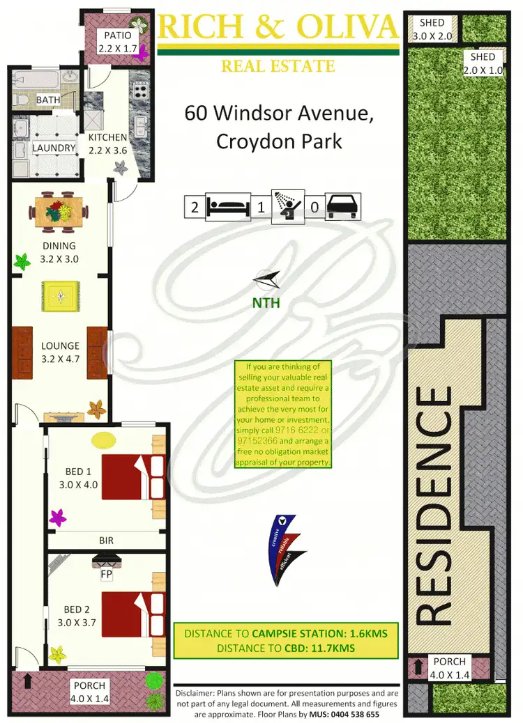 Floorplan of Homely semi-detached listing, 60 Windsor Avenue, Croydon Park NSW 2133