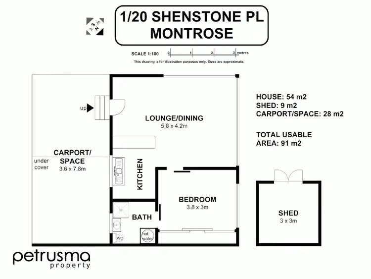 Floorplan of Homely unit listing, 1/20 Shenstone Place, Montrose TAS 7010