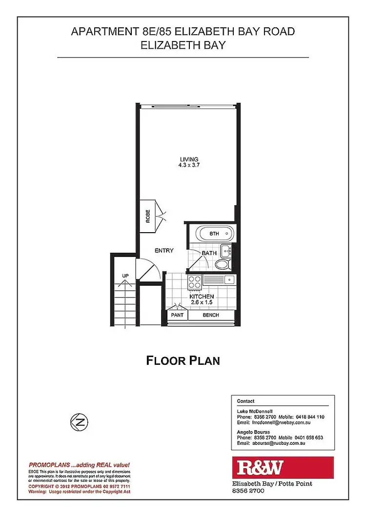 Floorplan of Homely studio listing, 8E/85 Elizabeth Bay Road, Elizabeth Bay NSW 2011