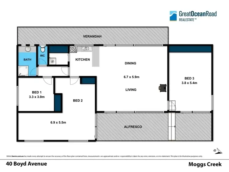 Floorplan of Homely house listing, 40 Boyd Avenue, Moggs Creek VIC 3231